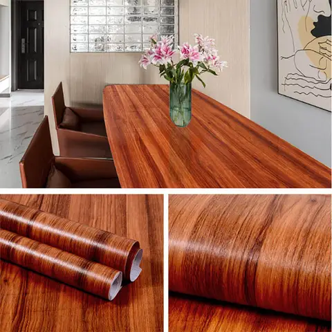 Adesivos impermeáveis com textura de madeira grossa, papel de parede autoadesivo em pvc para guarda-roupas, mesas, portas antigas, renovação de móveis