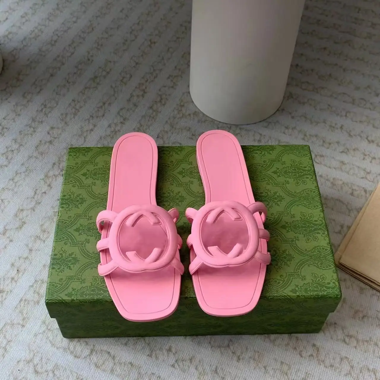 أحذية شاطئ بلون جيلي للنساء ، صنادل مسطحة ، نعال مريحة ، منزل ، صيف ، جديد ، موضة ،