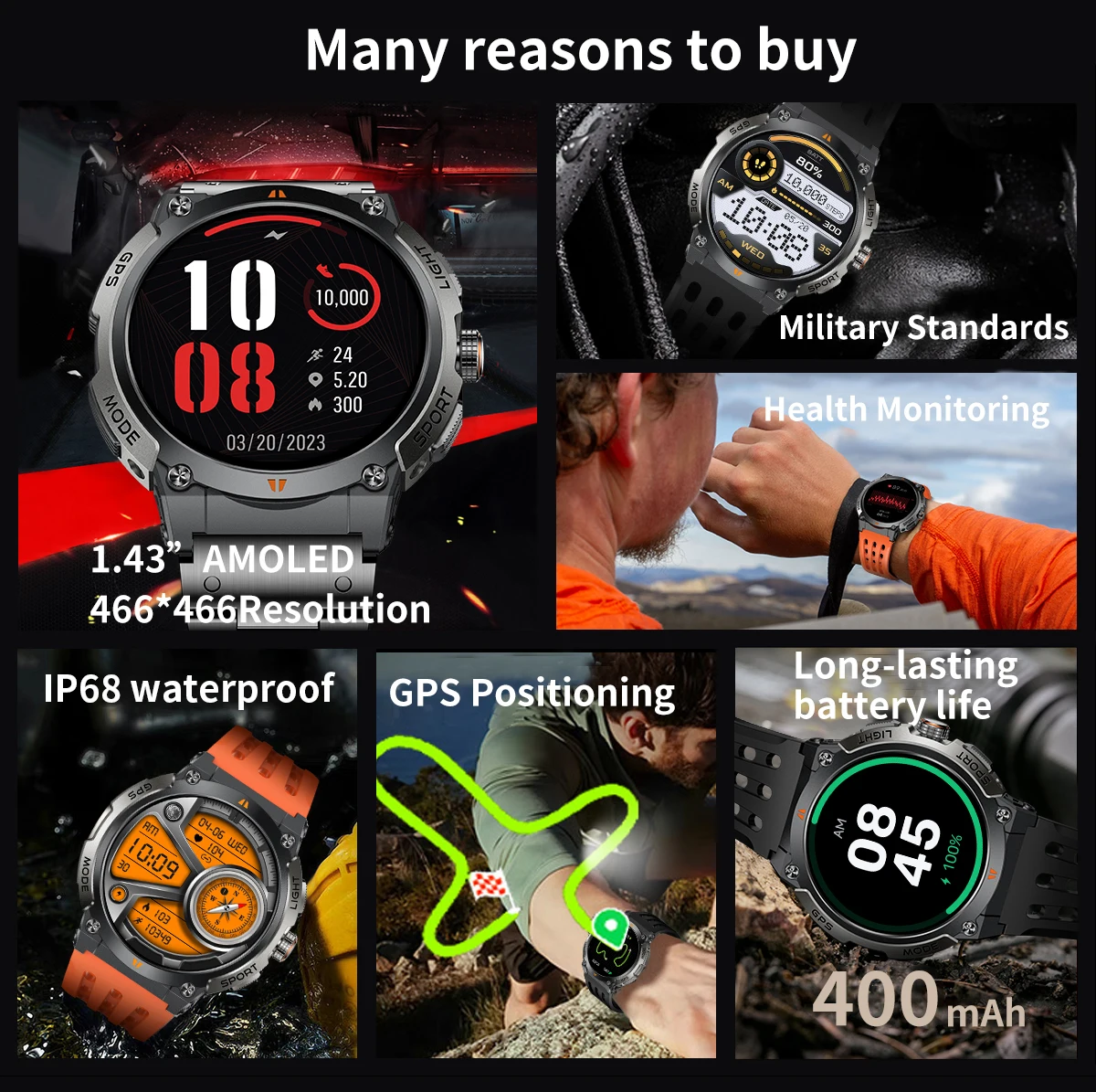 VWAR GPS Smart Watch with 1.43" Display