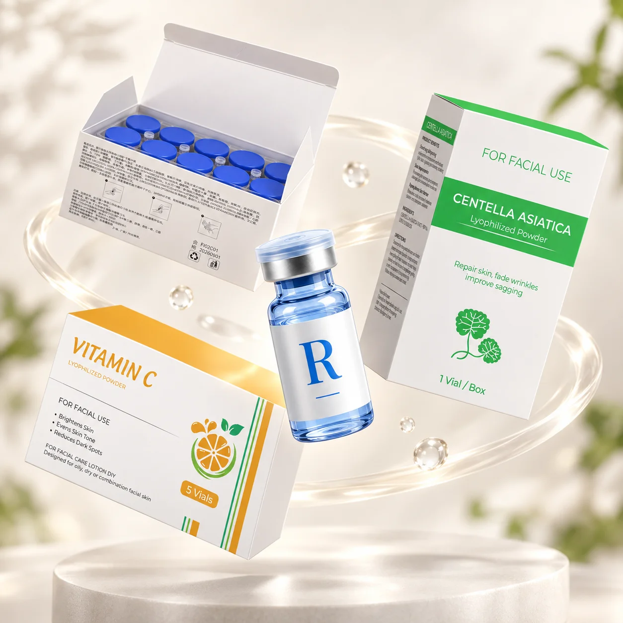 DIY Facial Repair Care Kit: R 05-60 Skin Care Freeze-Dried Powder + Hyaluronic Acid Moisturizing Serum Korean Skin Care Serum