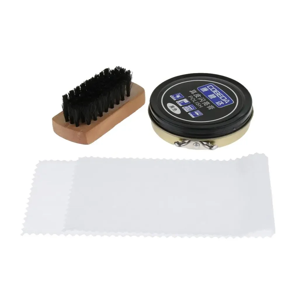 Nettoyeur de chaussures en cuir, 3 pièces, brosse de vernis brillante, tissu crème