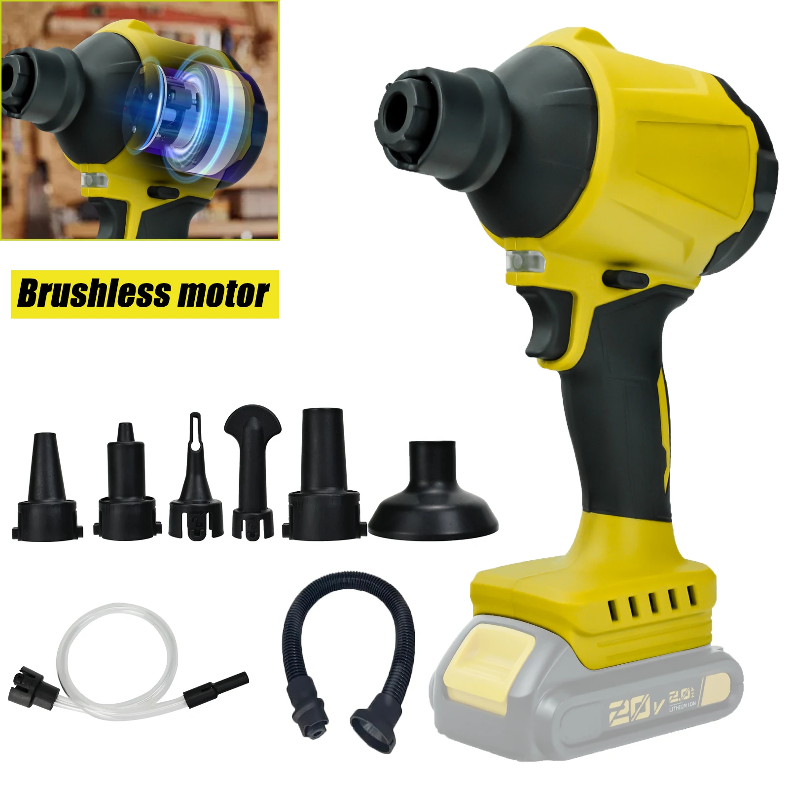 Brushless Air Blower with Nozzle Cordless Dusting Machine Dust Blower Inflator Vacuum Tool for Dewalt 20V Battery (No Battery)