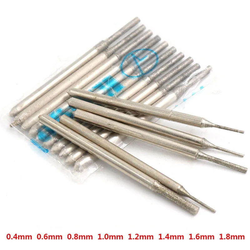 1-10pcs  A-Needle 0.4-1.8mm Diamond Drilling Bits Rough Grit Emery Diamond Abrasive Bits Peeling Type Teeth Grinding Burr