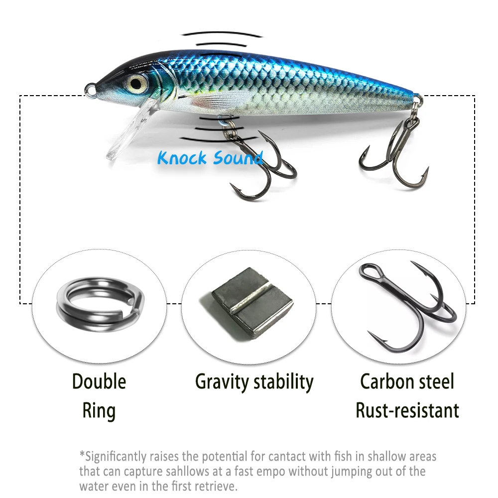 طعم أسماك البلمة 90 ملم 14 جرام طعم صلب للغرق للمياه المالحة والمياه العذبة لبايك، باس سمك السلمون المرقط