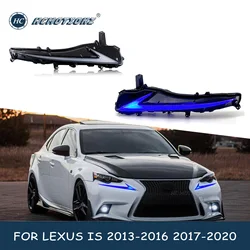 HCMOTIONZ LED Day Running Lights for Lexus IS250 IS350 F 2013-2016 2017-2020 Car Front Fog Lamp Streamer Turn Signal Blue Light