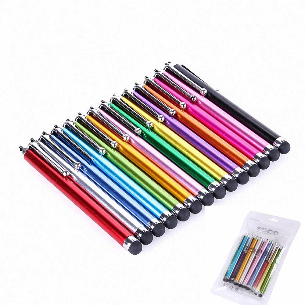 10 sztuk / zestaw piór pojemnościowych Kolorowe metalowe rysiki do ekranów dotykowych dla Iphone XR XS MAX Samsung Smart Phone Tablet Drop Shipping — zdjęcie 2