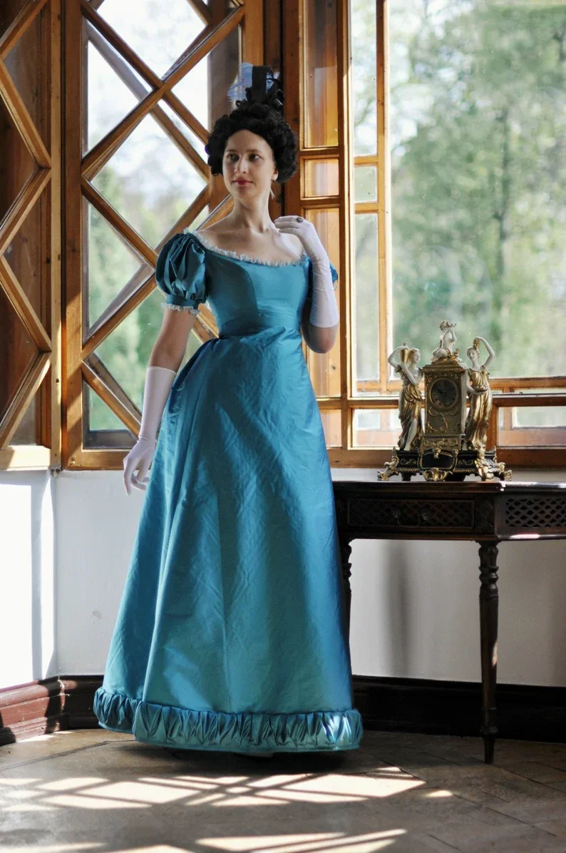 Cosplaydiy 19th Century Gown Dress Late Regency Ballgown Costume 19th century Gown Early Victorian Dress Medieval Dress Outfits