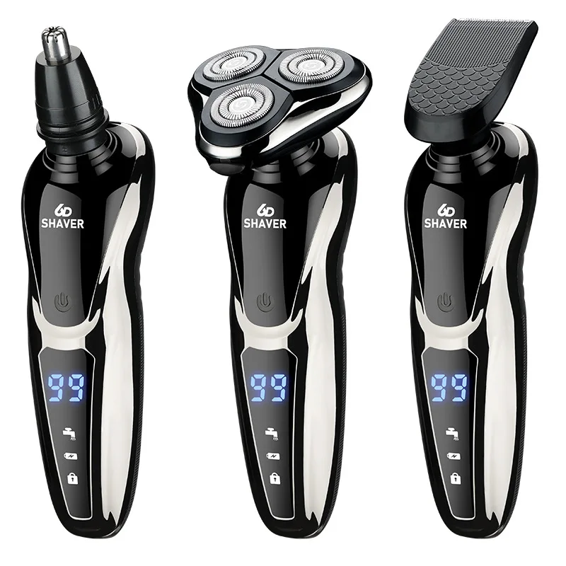 USBcharging electric shaver with LCD digital display full body washing hair cutting nose hair shaving three in one men's shaver