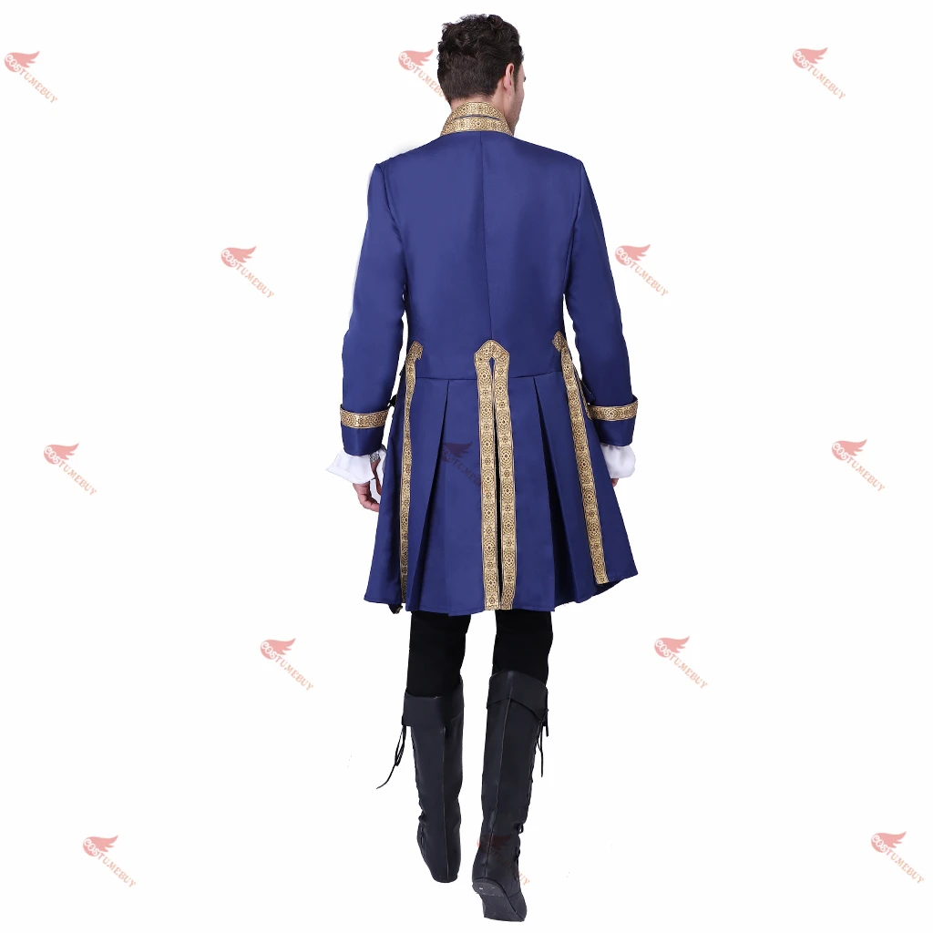 Disfraz de Príncipe Nobleza del siglo XVIII para hombre, traje azul Vintage, abrigo, chaqueta, Blazer para adulto, traje de fiesta de baile de escenario