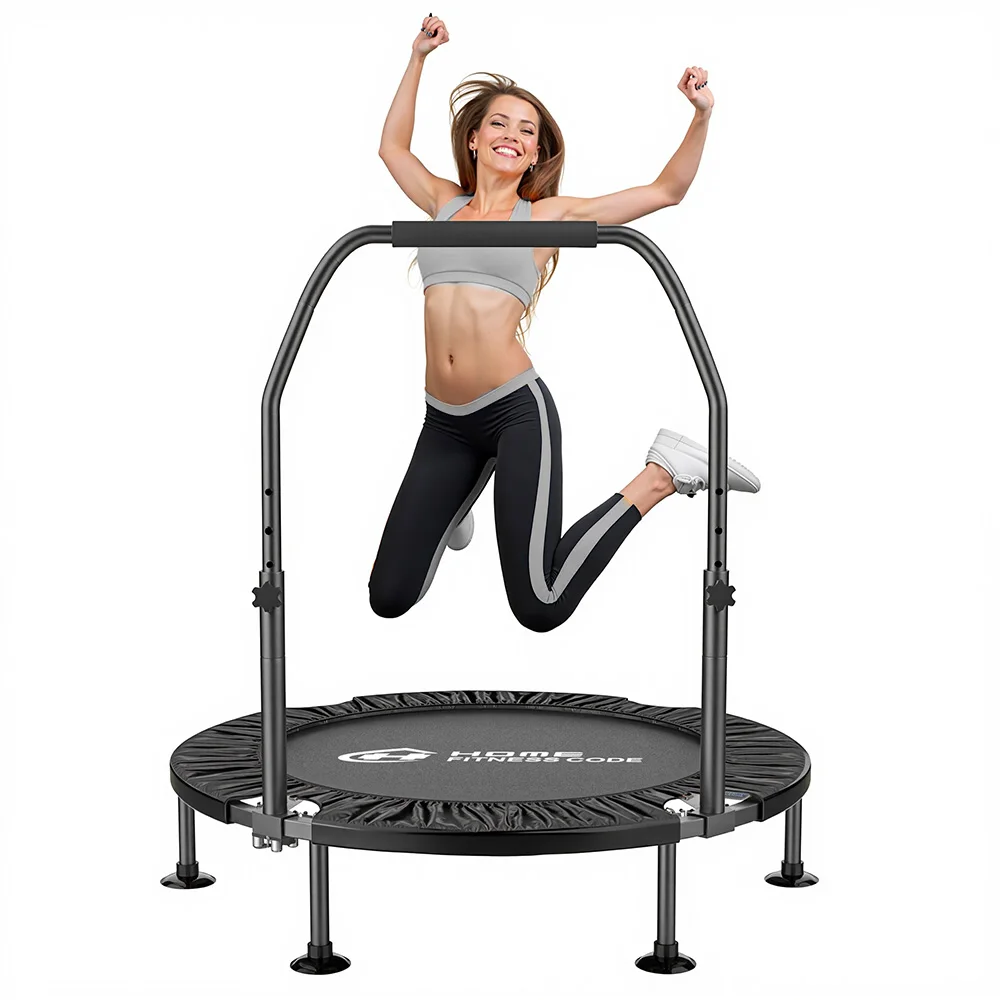 GartistGO Faltbares Mini-Trampolin, 40-Zoll-Rebounder-Trampolin für Erwachsene und Kinder, 450 lbs Tragkraft mit/ohne U-förmige verstellbare Stange, Fitness-Trainingsgerät für den Innenbereich