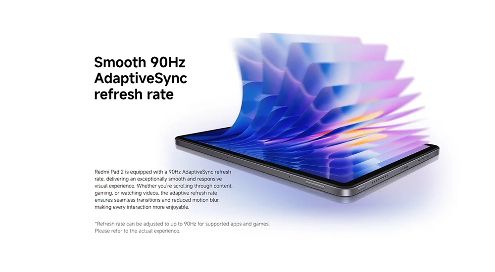 Xiaomi Redmi Pad 2 Wifi Tablet 11" 2.5K 90Hz Display Mediatek Helio G100‑Ultra Processor 9000Mah Battery Fast Charging Wifi 5 Ipv6, Hyperos 8Mp Camera