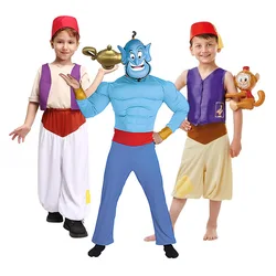 Kid's Arab Prince Arab Prince Aladdin Costume Toddlers Street Rat Aladdin Suits With Genie Lamp Genie Boys Halloween Cosplay