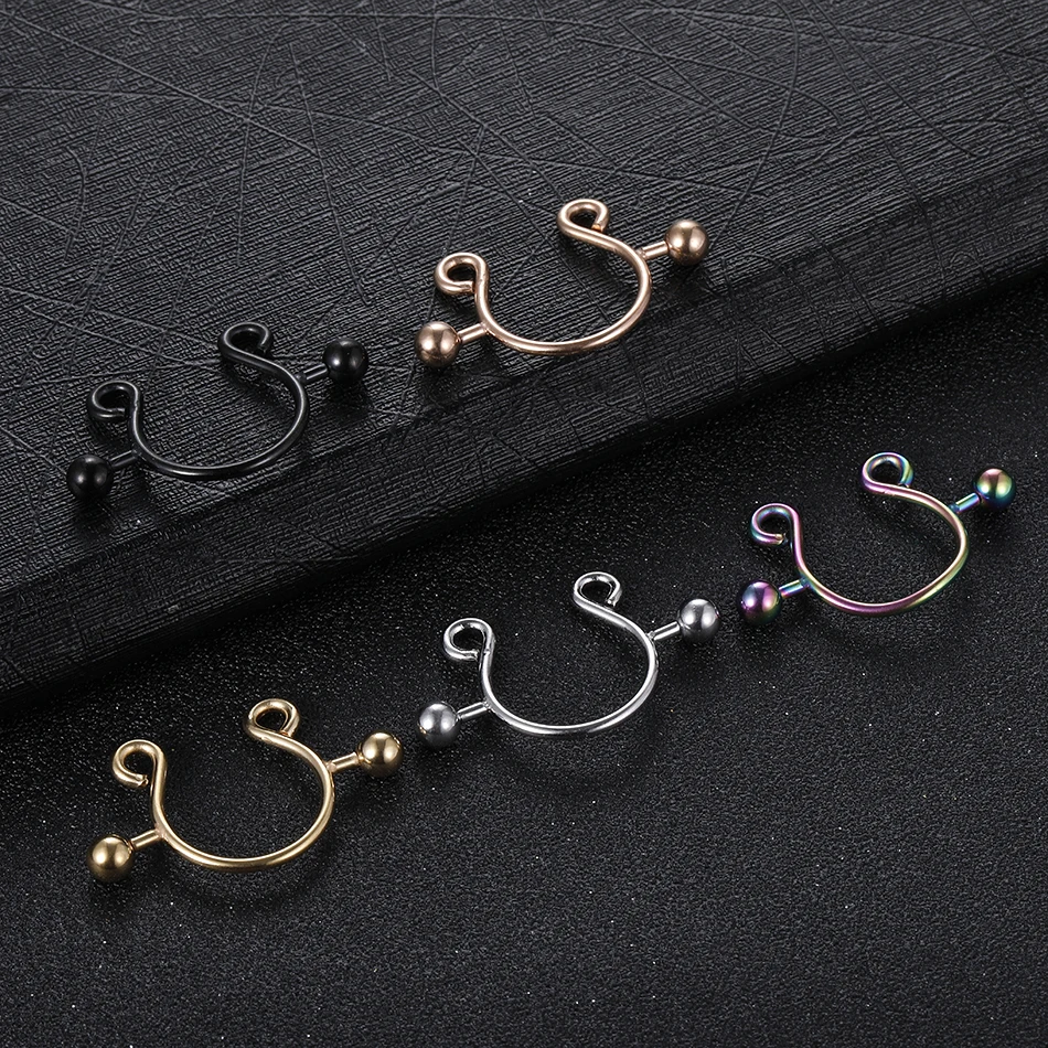2PCS Sexy Fake Nipple Piercing Jewelry For Women Nipple Rings Stainless Steel Non Piercing Nipple Rings Accesorios Para Mujer