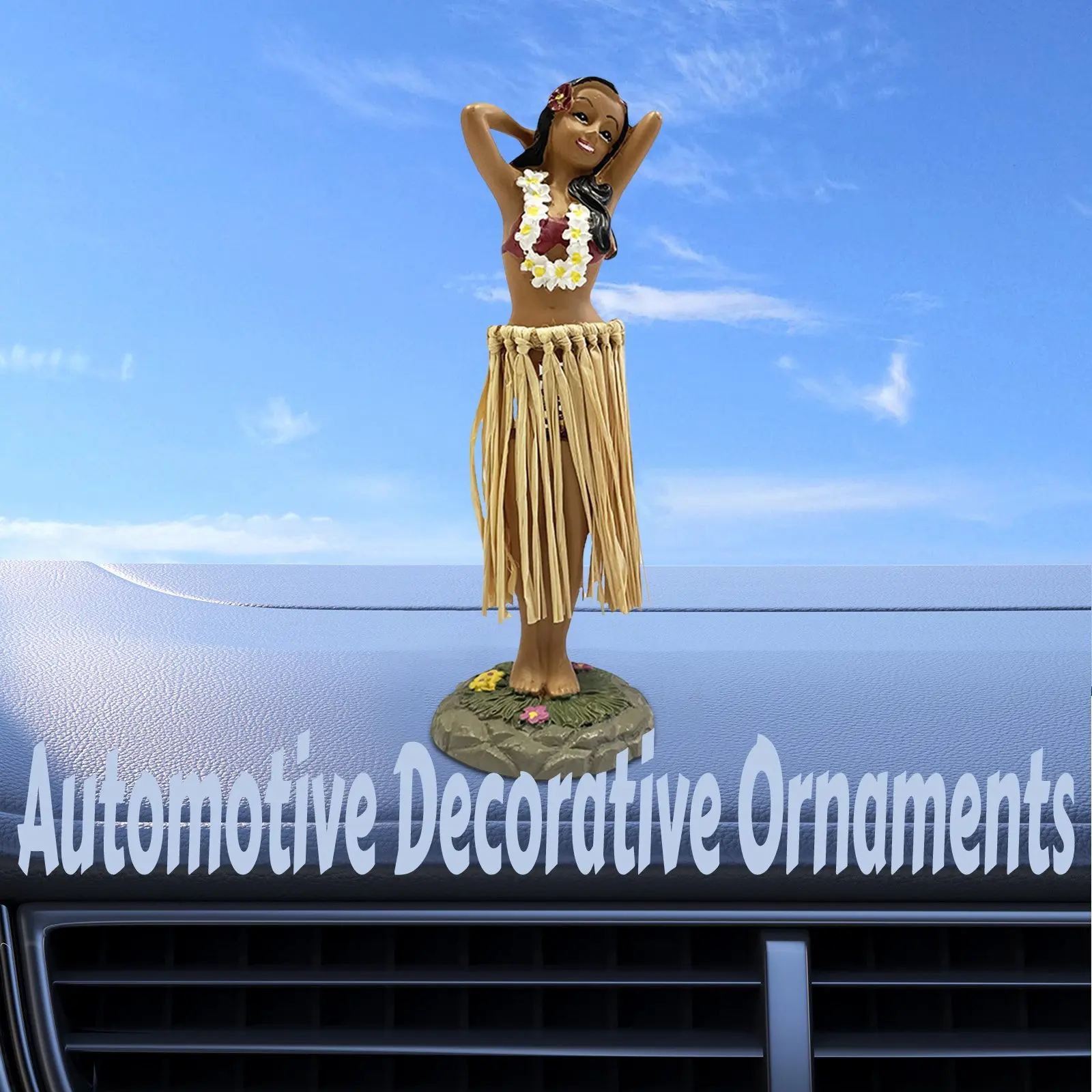 Hawaiian Dashboard Doll Dancing Girl Ornament Mini Collectible Figurines Resin Craft Gift for Car Dashboard Living Room Decor