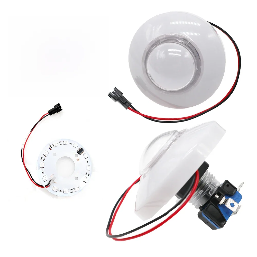 Przycisk LED Arcade z mikroprzełącznikiem, podświetlany przycisk do maszyny dla lalek, kolorowy, DC 12 V, 76 mm — zdjęcie 2