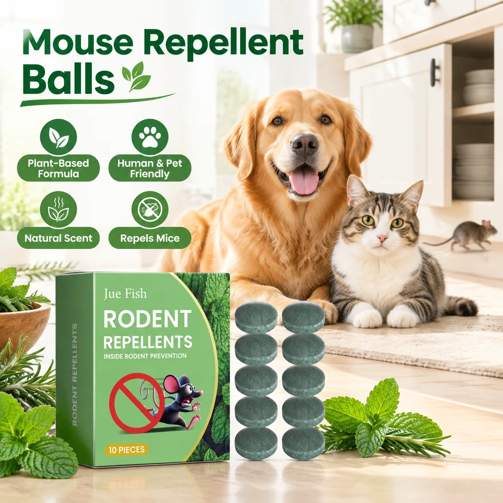 10Pieces Rodent Repellent Balls Natural Herbal Oil Lasting Trap Animal Control Keep Mice Away Home & Pet Safety Mouse Repellent Balls for Home Garage Attic Car Garden Bedroom