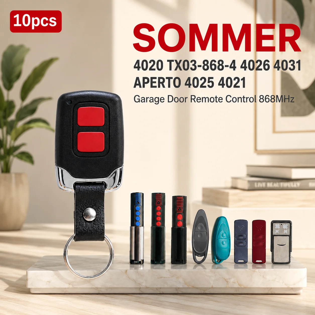 

10PCS For SOMMER APERTO 4025 4021 Gate Opener Garage Door Remote Control 868MHz Handheld Transmitter