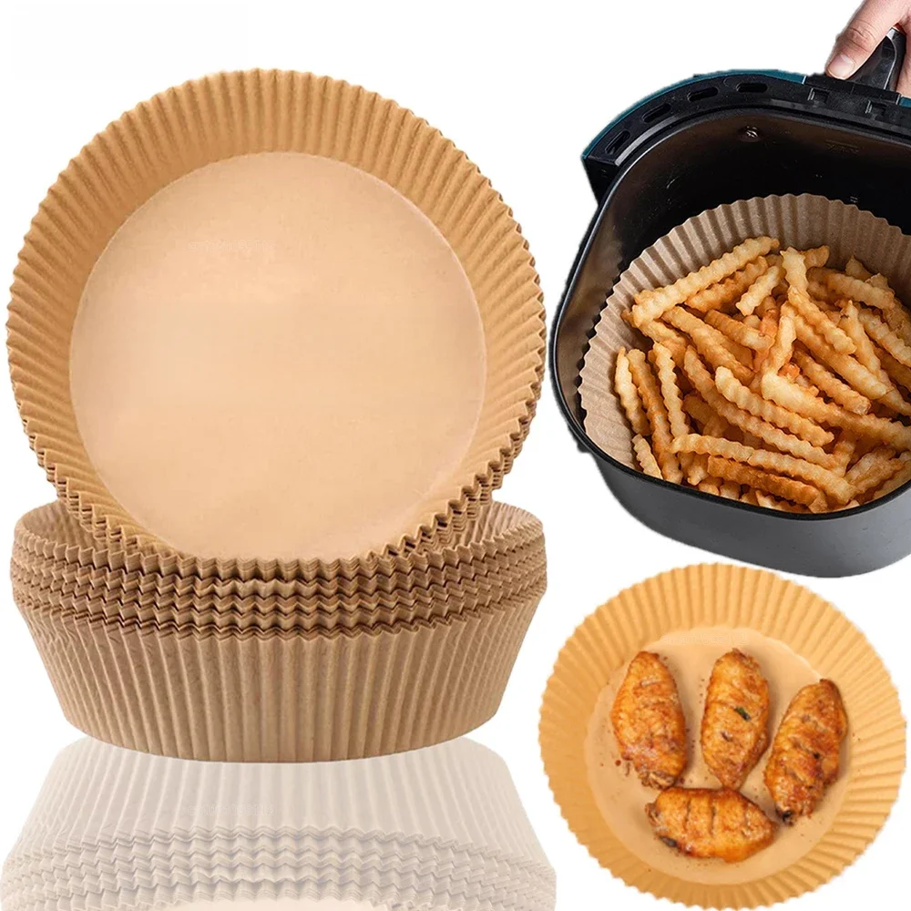 Air Fryer Papel descartável, papéis de cozimento antiaderentes Airfryer, forros redondos, acessórios