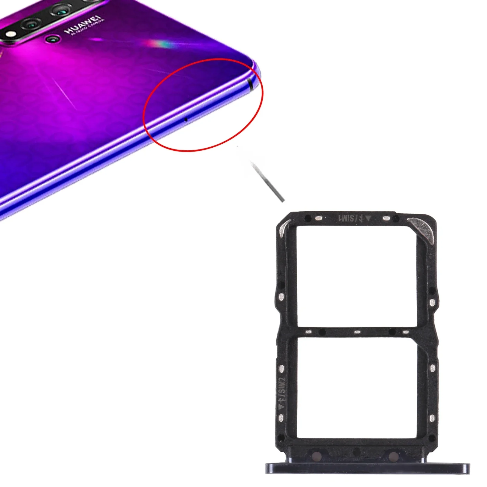 For Huawei Nova 5T Phone Dual SIM Card Tray Adapter Replacement Part