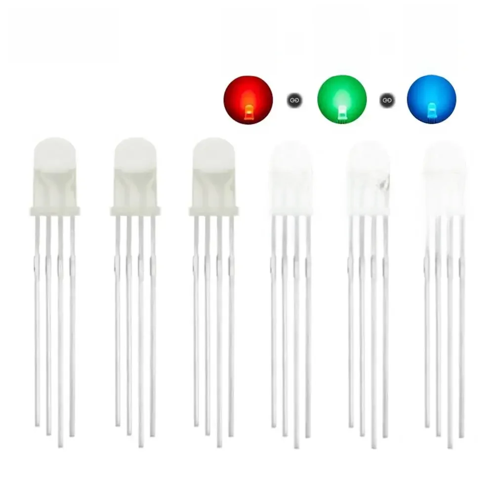 10 sztuk 5mm RGB LED wspólna katoda/wspólna anoda trójkolorowe diody elektroluminescencyjne f5 RGB rozproszony/przezroczysty akcent dla arduino — zdjęcie 2