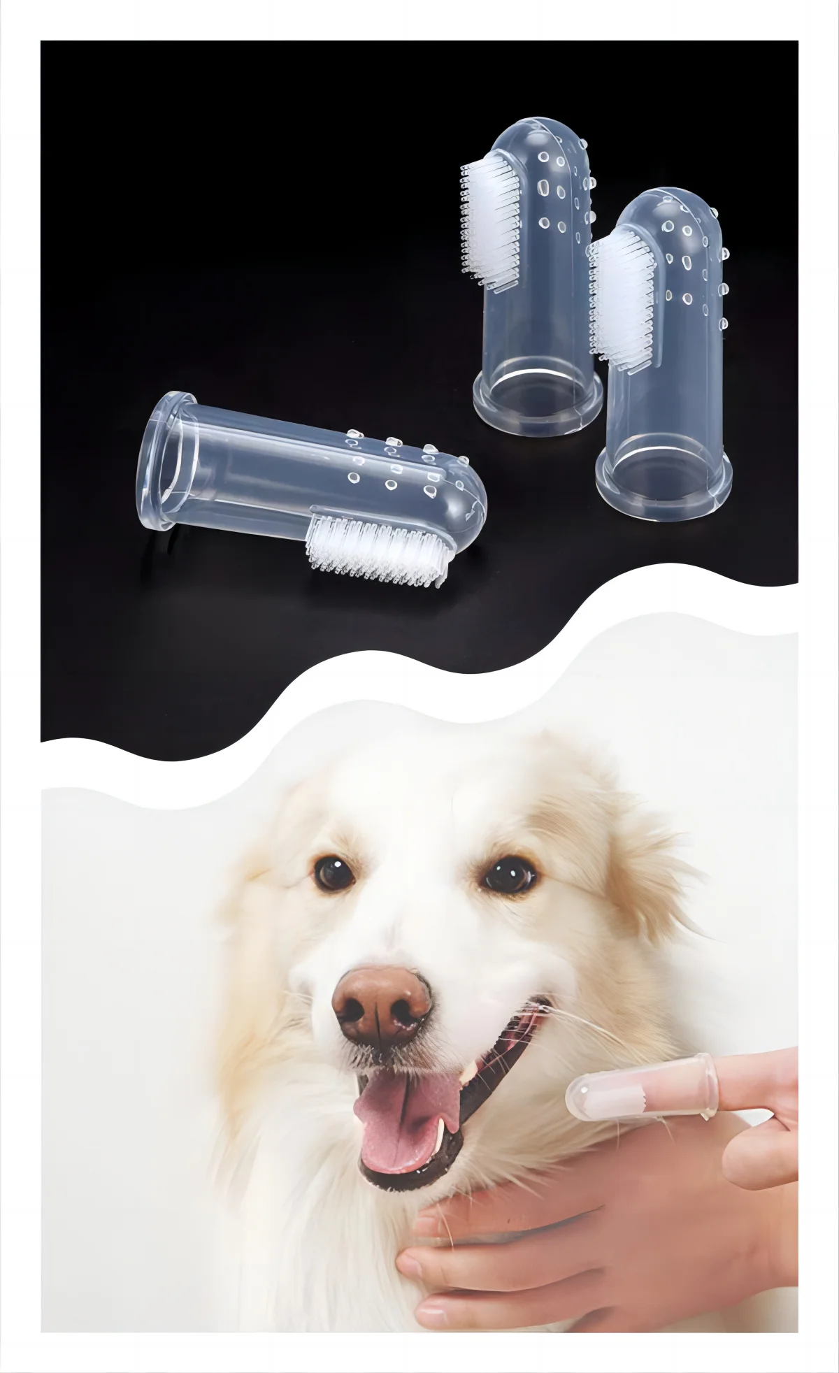 Cepillo de dientes de dedo supersuave para perro, herramienta de limpieza de dientes transparente para gato, suministros para cachorros, accesorios