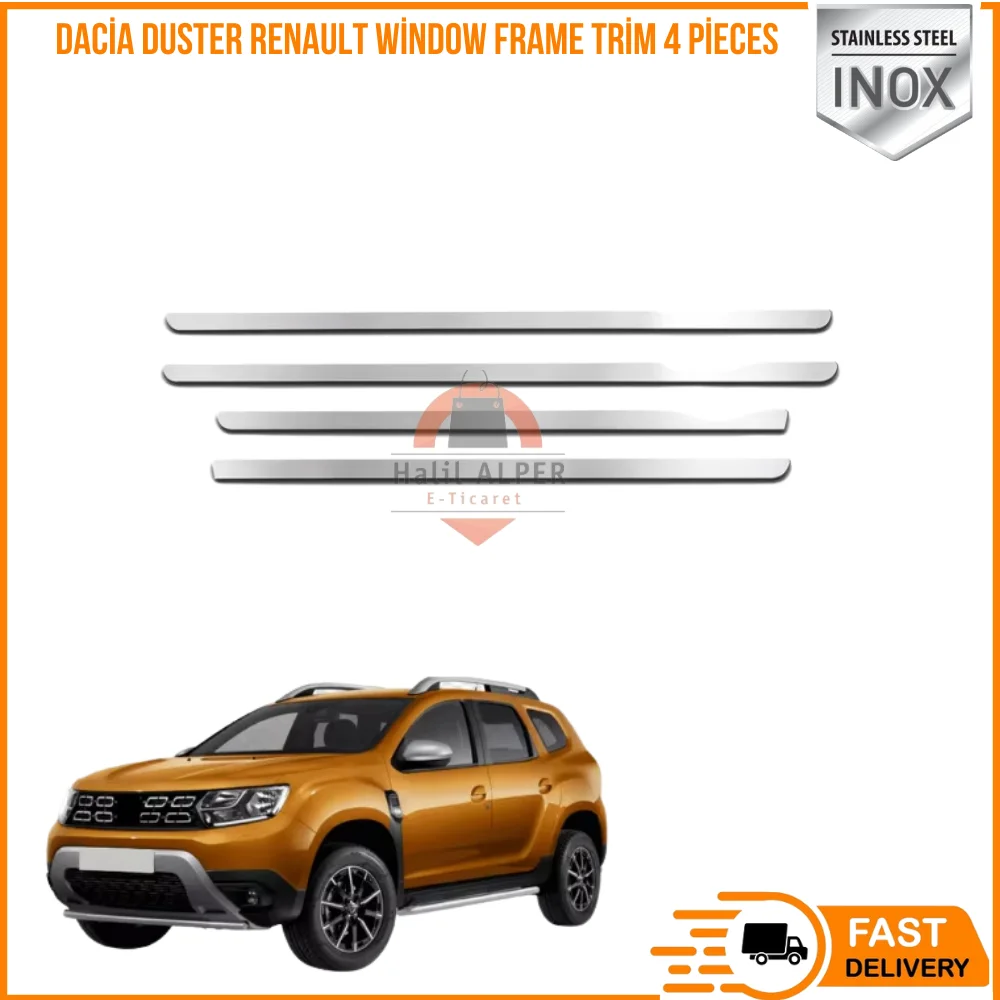 For Dacia Duster Renault Stainless Steel Chrome Window Frame Trim 4 Pieces Design Exterior Car Accessories Parts