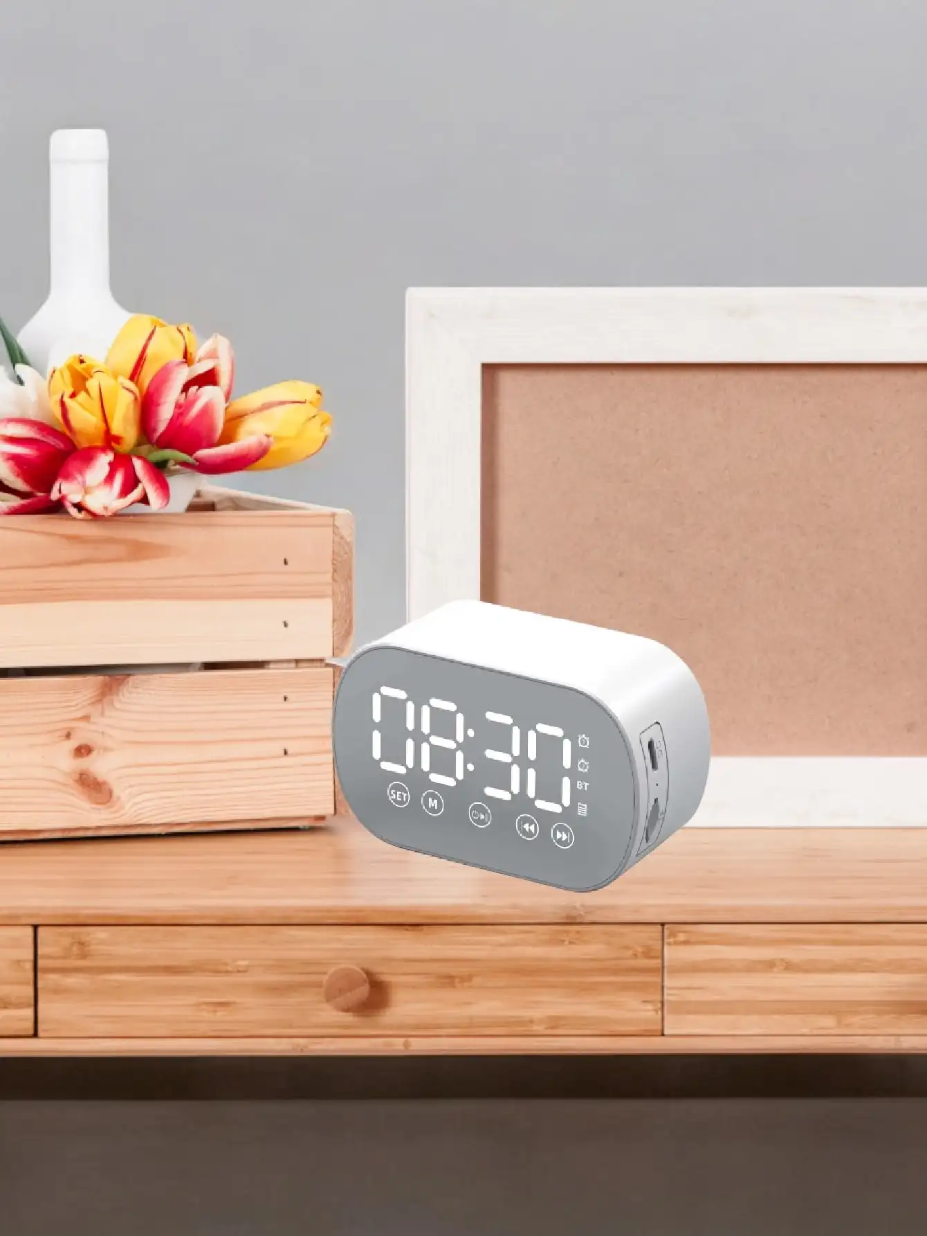 Mini Radio Reloj despertador digital bluethooth, Ajustable, hora y Fecha Alarma
