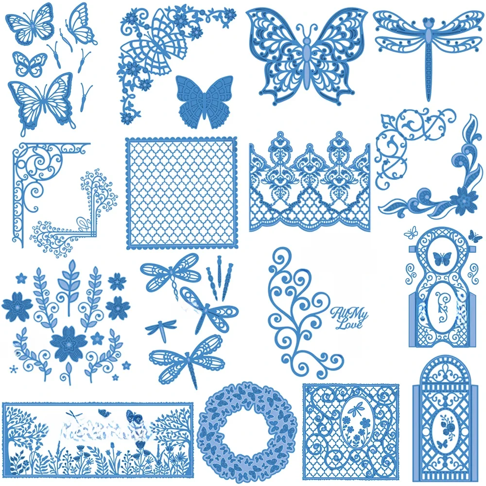 Flourish Libellule Butterfly Metal Cutting Dies, Vitality Flowers Die Cut, DIY Scrarpbooking Paper Cards, Executive Mould, New, 2023
