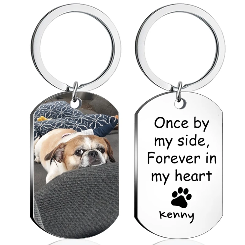 Personalized Pet Photo Buckle Lettering Custom Keychain Ladies Couple Keychain Custom Animal 304 Stainless Steel Jewelry Gift