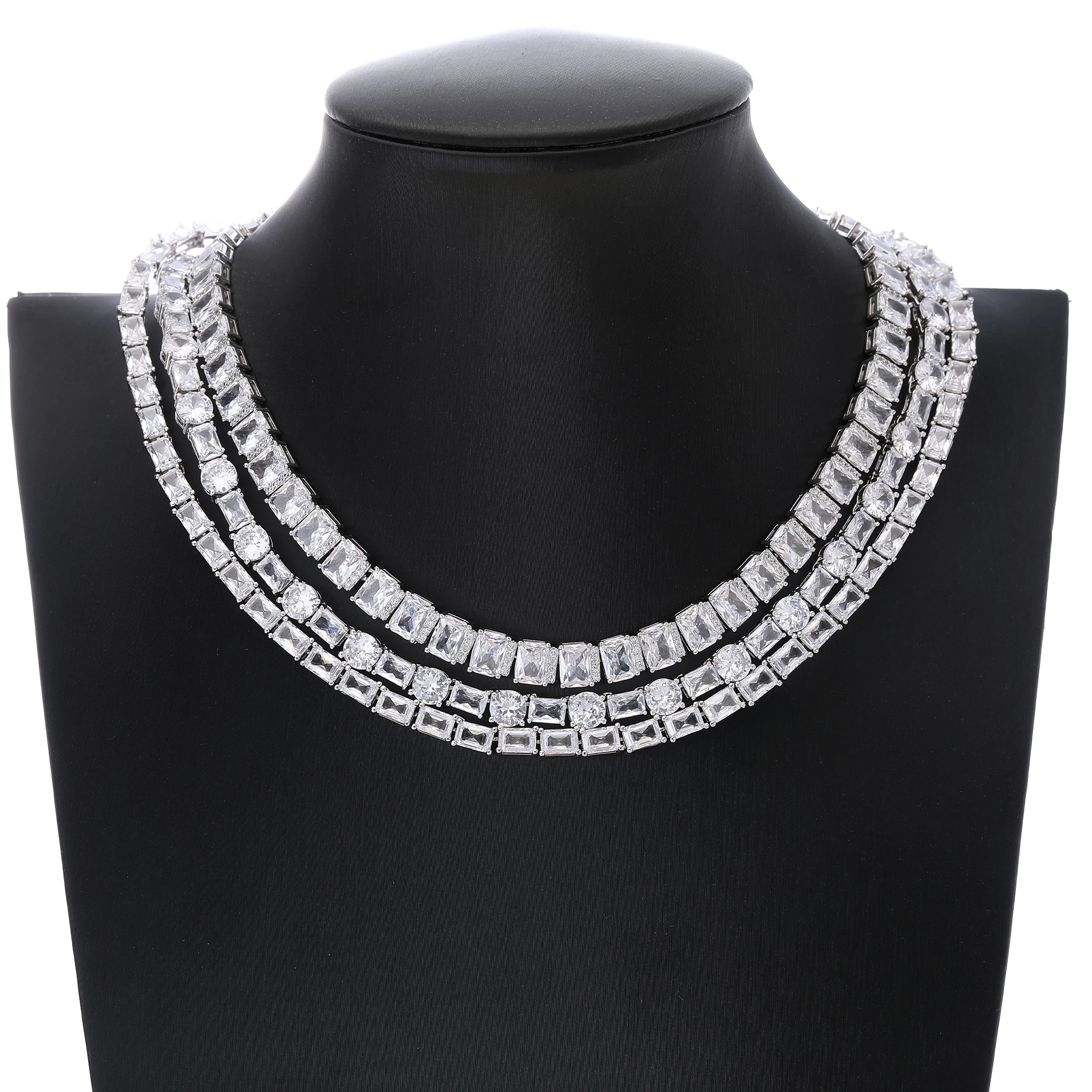 Fashion Rectangular Shaped Zirconia Tennis Necklace For Women's Jewelry