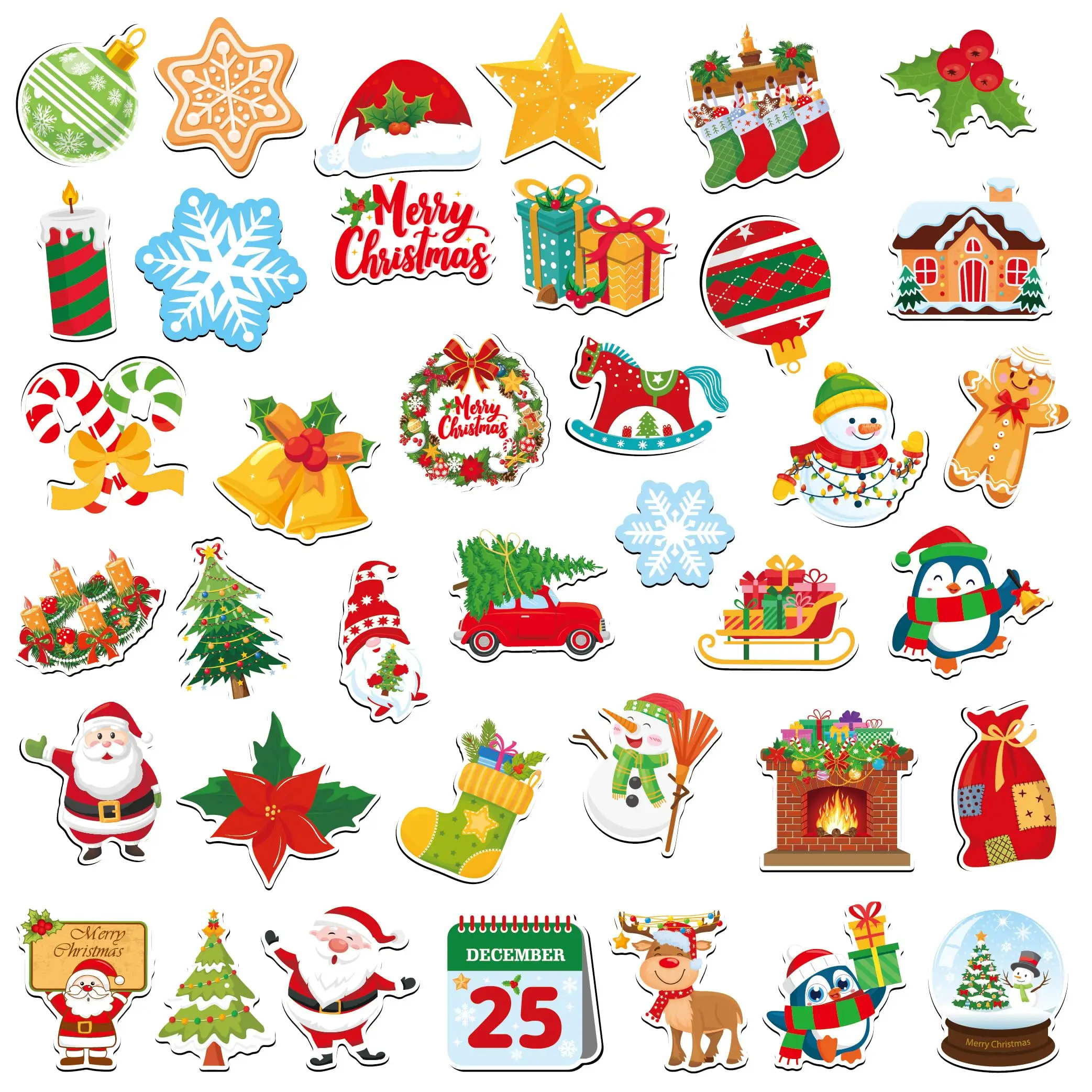 

38 Pcs Christmas Magnets for Fridge, Xmas Themed Magnetic Stickers for Refrigerator Dishwasher Metal Door Winter Holiday Home De
