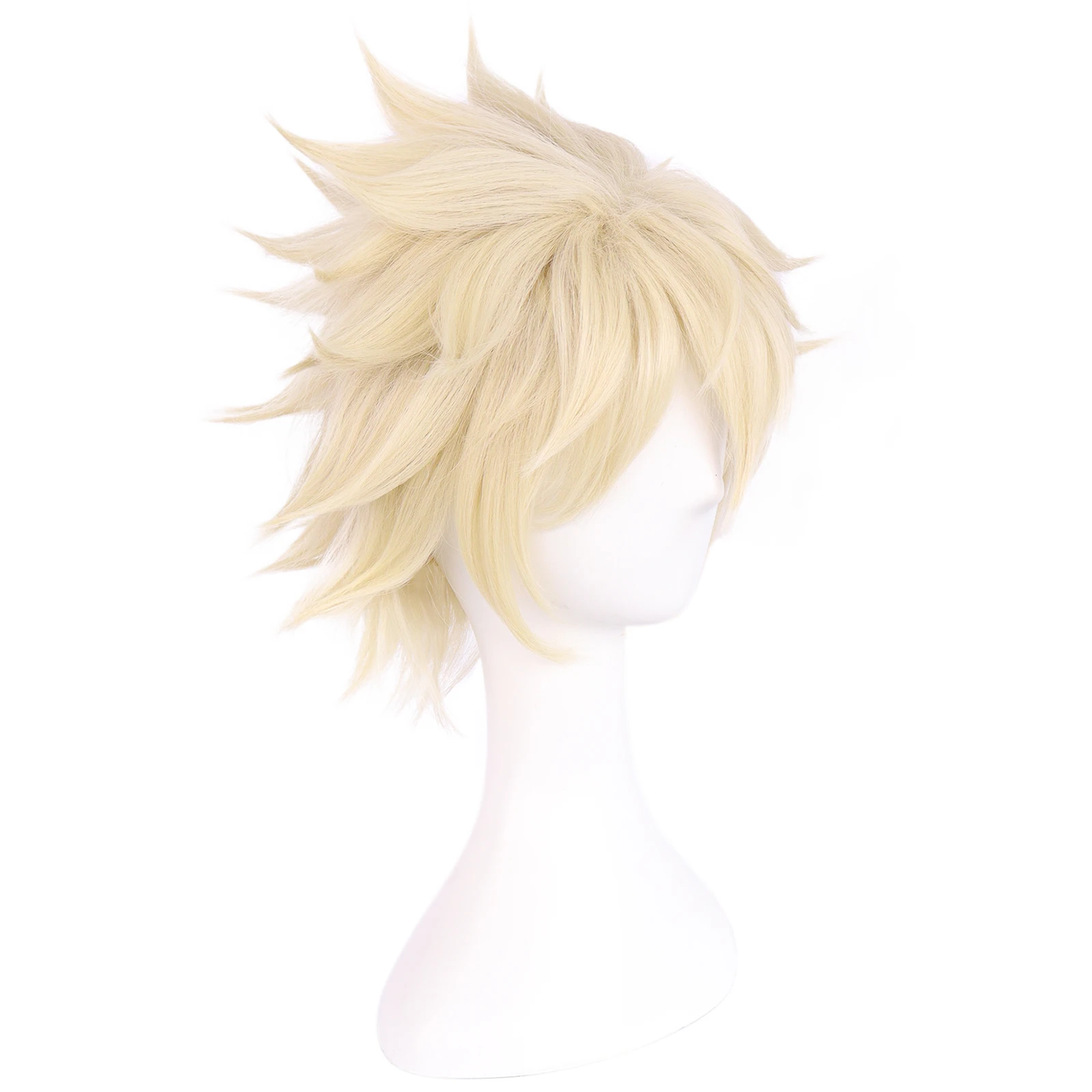 Peruca sintética curta reta amarela Denki Kaminari Cosplay para Halloween Dia de Ação de Graças Natal