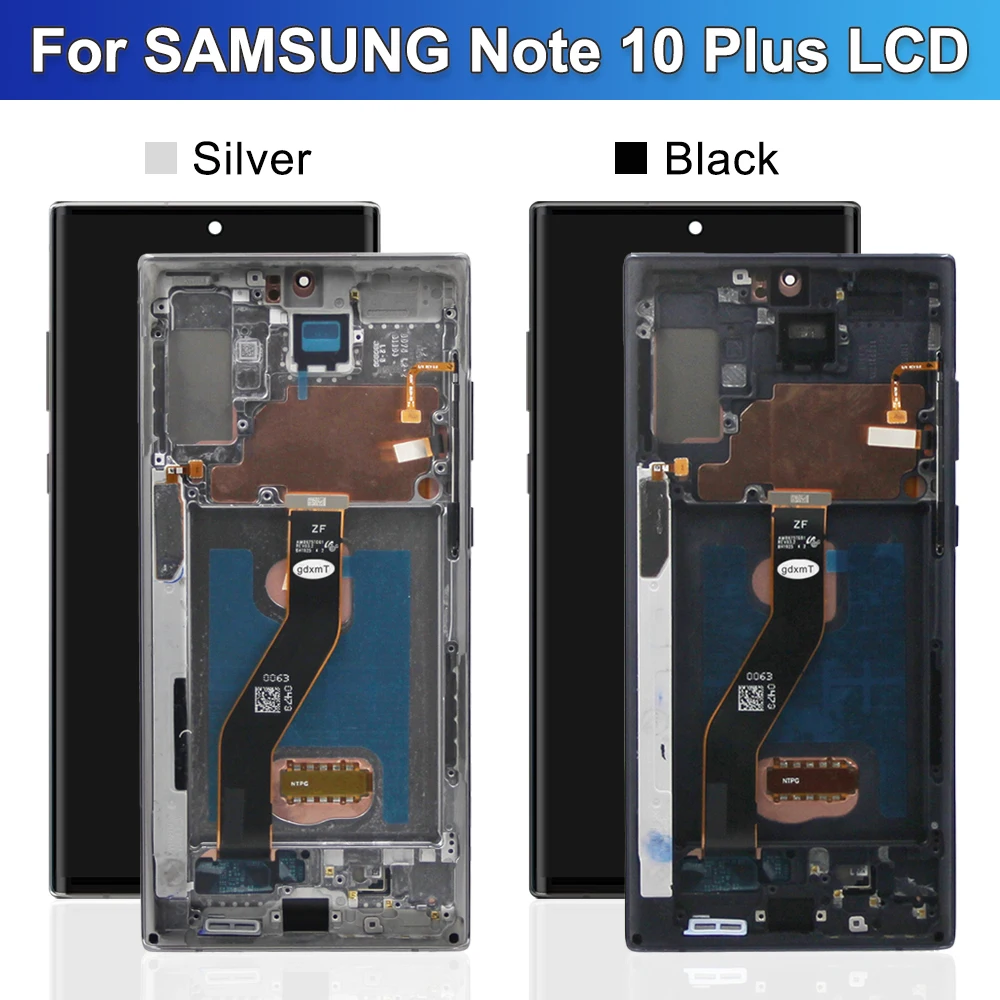 For AMOLED With Frame For Samsung Note 10 Plus LCD Note10+ SM-N975F, SM-N975U Display Touch Screen Digitizer Support Fingerprint