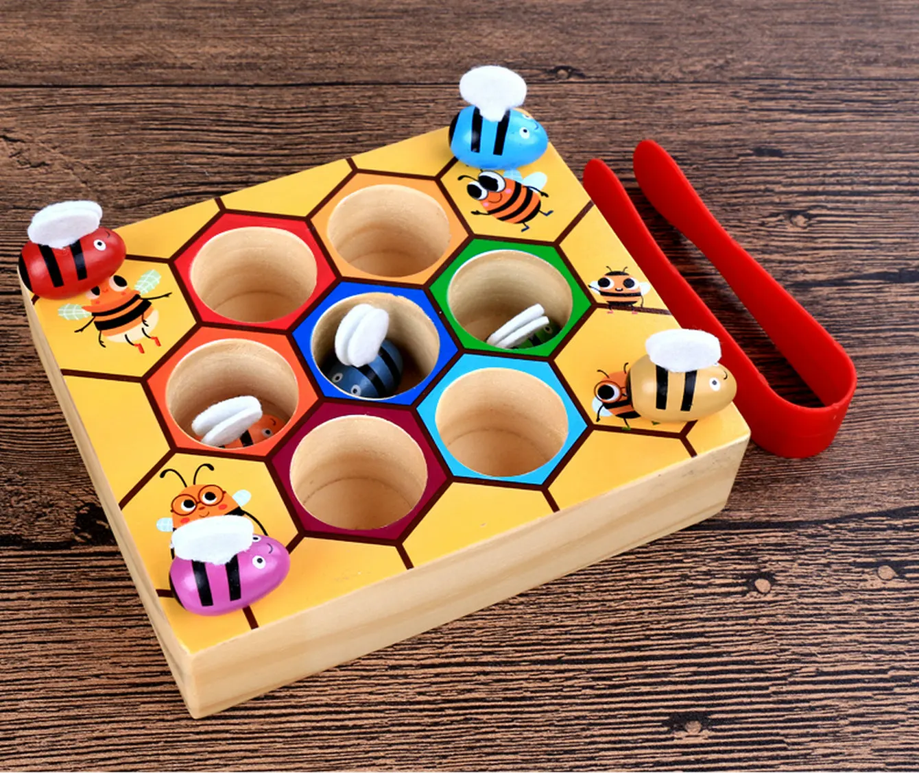 Braçadeira abelha para colmeia jogo de correspondência, quebra-cabeça de classificação de cores montessori, brinquedo de habilidade motora fina, brinquedo de presente educacional precoce