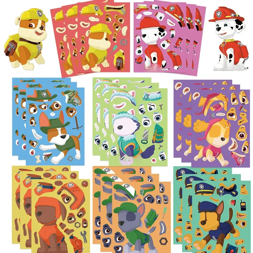 Anime Adesivos, perseguição, Make-a-Face Montar, desenhos animados engraçados, Decal Montar, Jigsaw