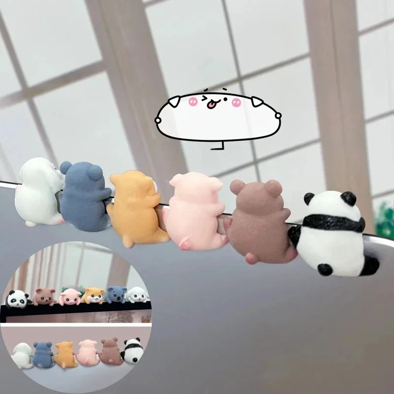 Figurines d'ordinateur en résine mignonnes, écran Miniature couché, Panda, décoration animale, affichage d'ordinateur, modèle Koala, cochon, ours, vente en gros