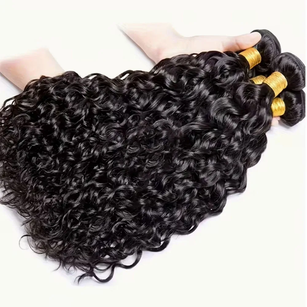

100% Human Hair Water Wave Human Hair Bundles Curly Wave Bundles Brazilian Human Hair Natural Color 12A 12- 36Inch 1/3/4Bundles