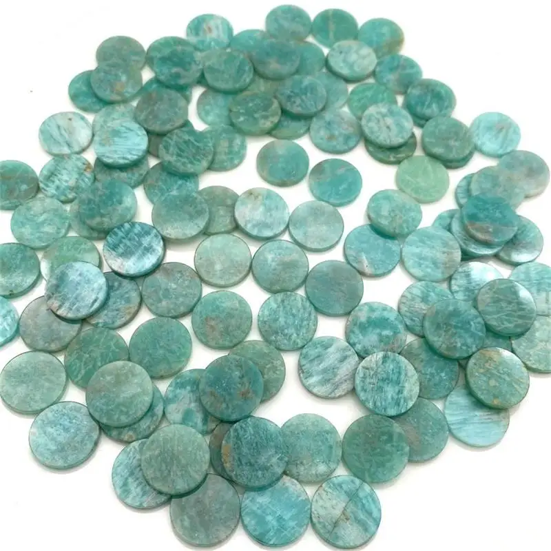 5pcs Peru Amazonite Disc Cabochon Flat Round 8-20mm Genuine Natural Stone For Jewelry Making Ring Earrings DIY Pendant