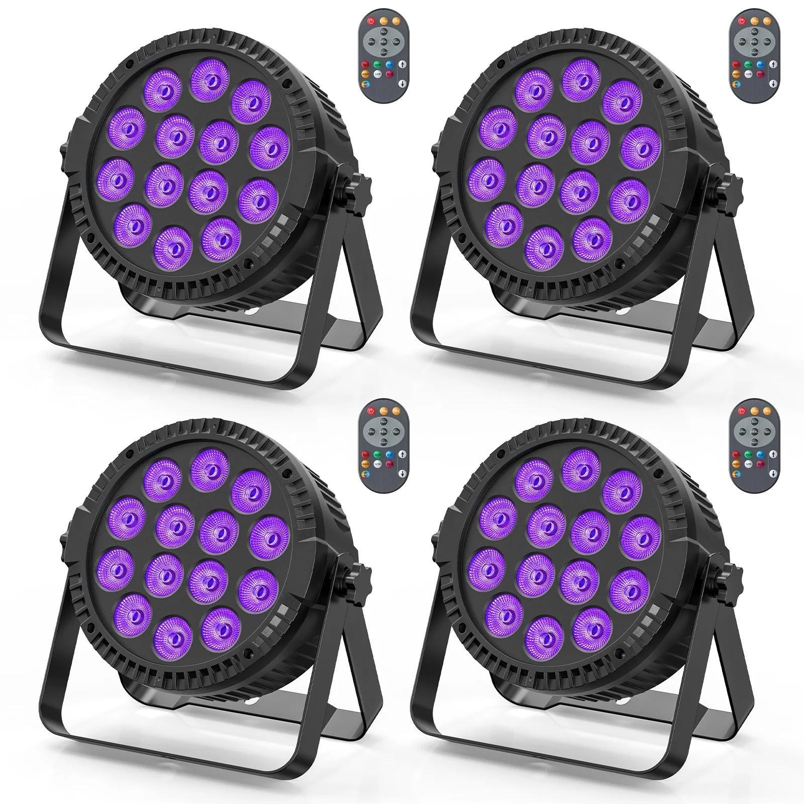 4Pcs 4 in 1 RGBW 14 LEDs 80W Par Light DMX512 Master- slave Sound Activated with Remote Control DJ Party Stage Effect Lighting