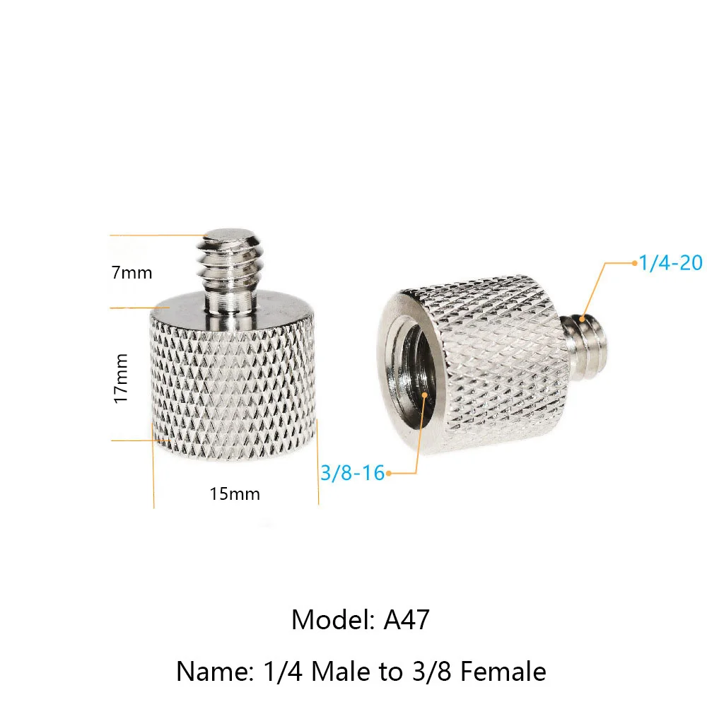 Adapter 1/4 Męski na 3/8 Żeński, 3/8 Męski na 1/4 Żeński, Mosiężny Konwerter Gwintu UNC, Statyw CAMVATE, Uchwyt na Kamerę