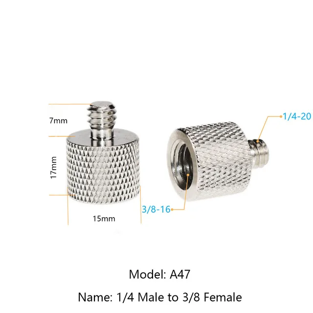 Adapter 1/4 Męski na 3/8 Żeński, 3/8 Męski na 1/4 Żeński, Mosiężny Konwerter Gwintu UNC, Statyw CAMVATE, Uchwyt na Kamerę