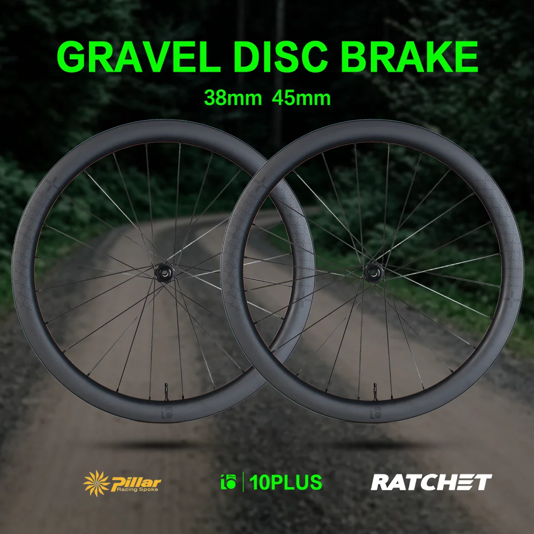 10PLUS Gravel Carbon Wheelset 700C Low Maintenance 36T Star Ratchet Hub Disc Brake Tubeless Center Lock 38mm 45mm