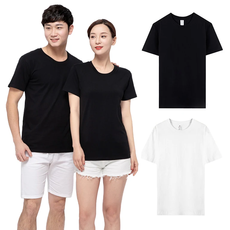 XL-3XL Pure cotton men women's unsupported half-sleeved T-shirt 2 color spring summer big size basic women men's half-sleeved tee