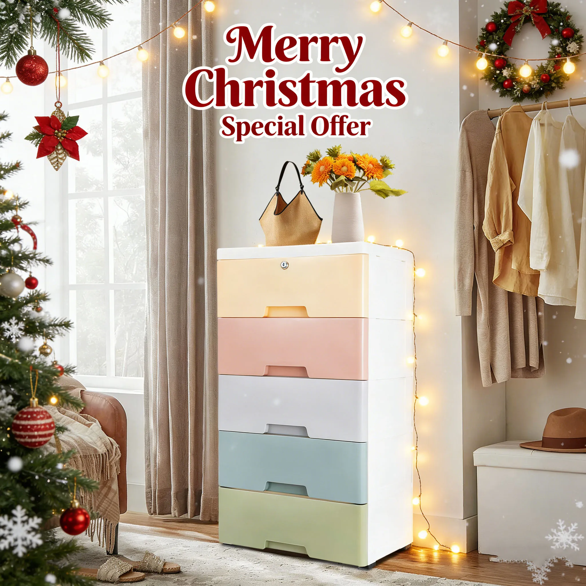 

Пластиковый комод с ящиками, 5-слойный шкаф для хранения цвета макарон с замком, органайзер 43,5x29x80 см для домашней одежды и предметов