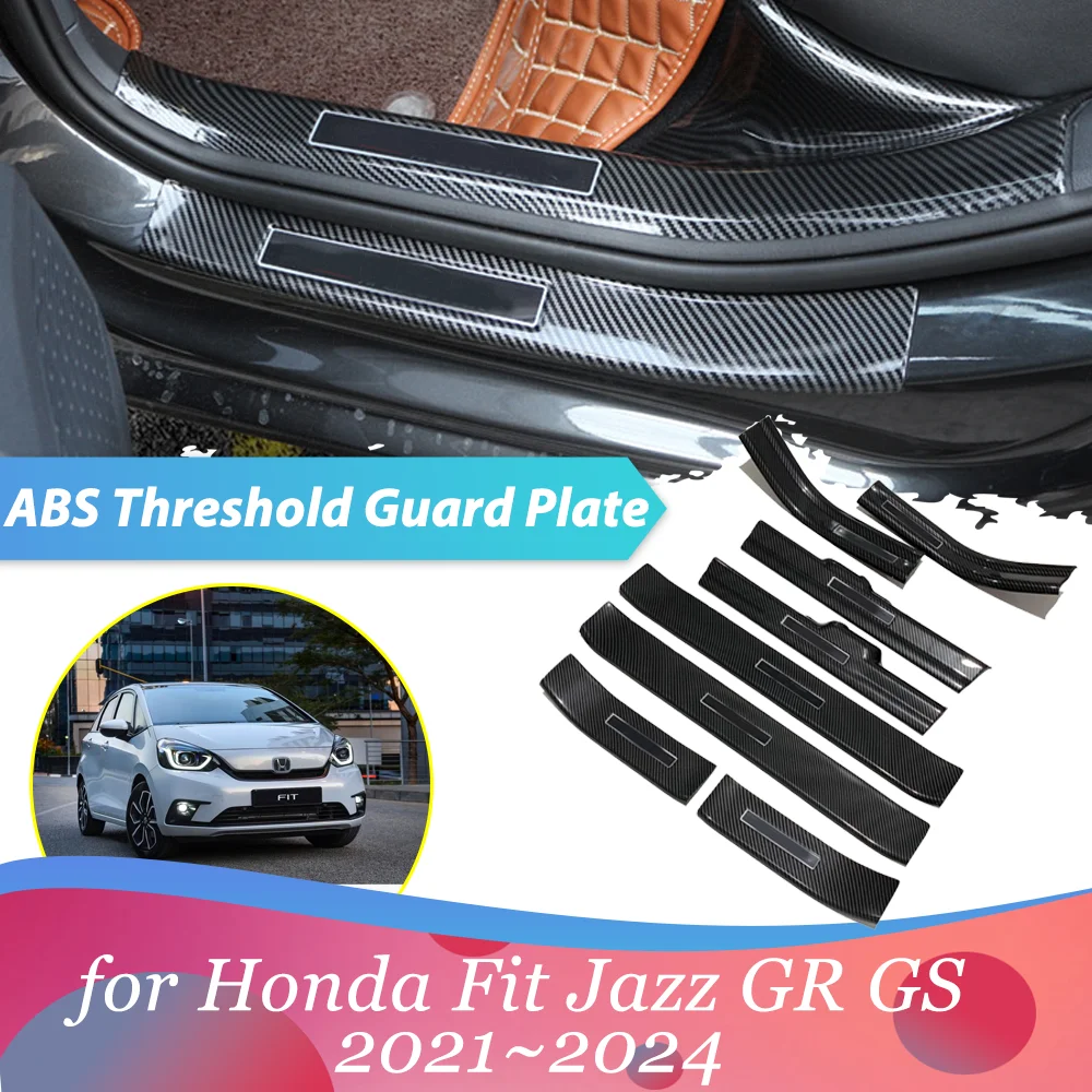 Car ABS Welcome Pedal for Honda Fit Jazz GR GS 2021~2024 Door Sill Scuff Threshold Guard Plate Anti-scratch Sticker Accessories