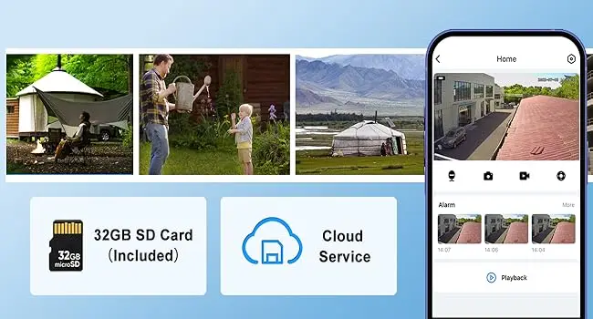 4G LTE Solar Security Camera Outdoor No WiFi, 2K Cellular Wireless Camera with SIM Card, Solar Powered, 360° Live View, Color Night Vision, PIR Motion Alerts, Two-Way Audio, 32GB SD Card Included