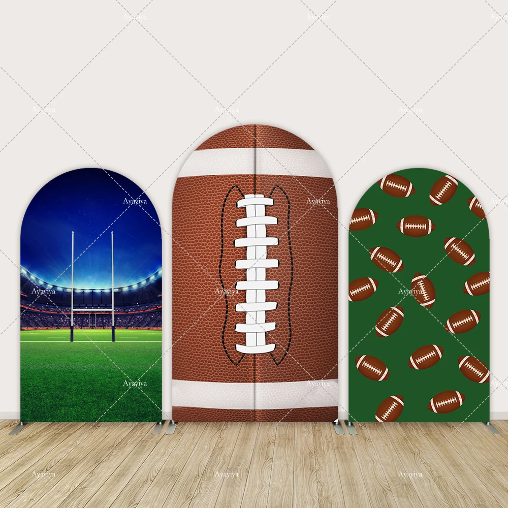 

American Football theme Arch Backdrop Cover Boy Birthday Party Decor Arched Wall Sports Field Photo Background 2-Sided Banner