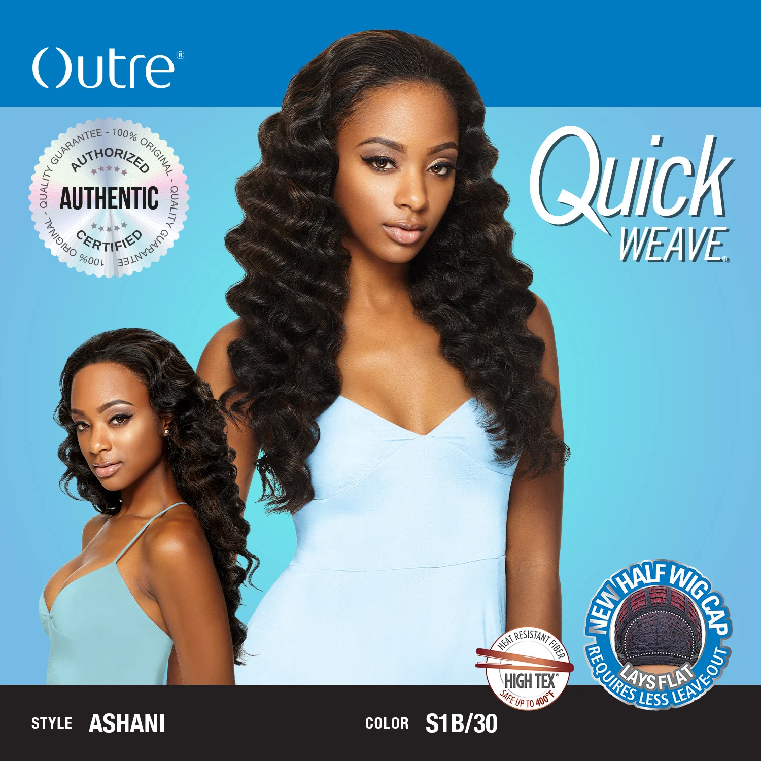 OUTRE Quick Weave Synthetic Hair Half Wig Ashani - Added Curl Style, Effortless & Natural Look