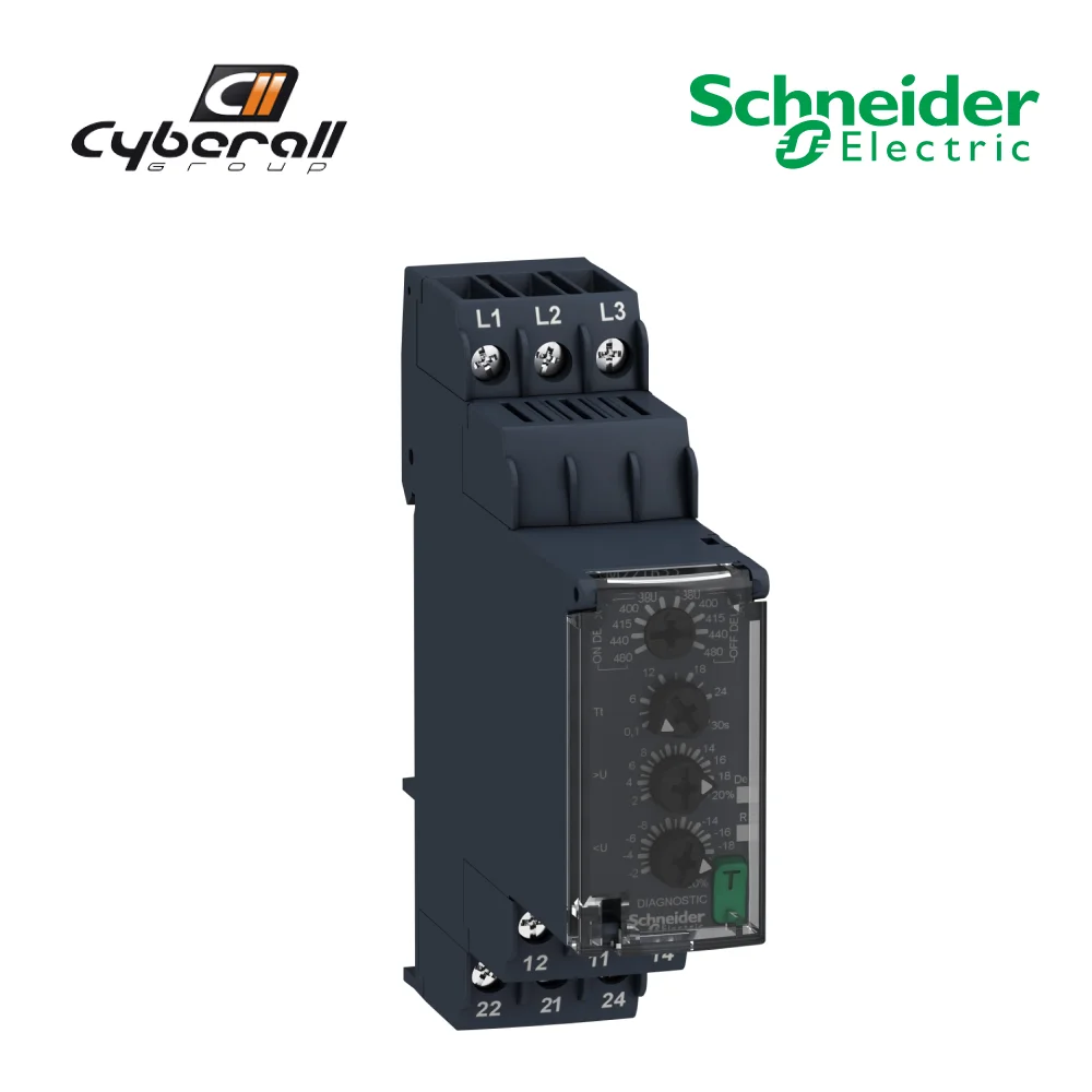 Schneider Electric - Cyberall - Rele voltage control trifasico 380-480 VAC 2 C/O 3 3 phase power outlets reference: RM22TR33