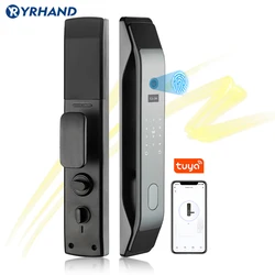 Waterpoof Tuya Wifi Fingerprint Smart Automatic Door Lock Password Nfc Card With Rechargeable Battery Antipry Alarm 6068 Mortise